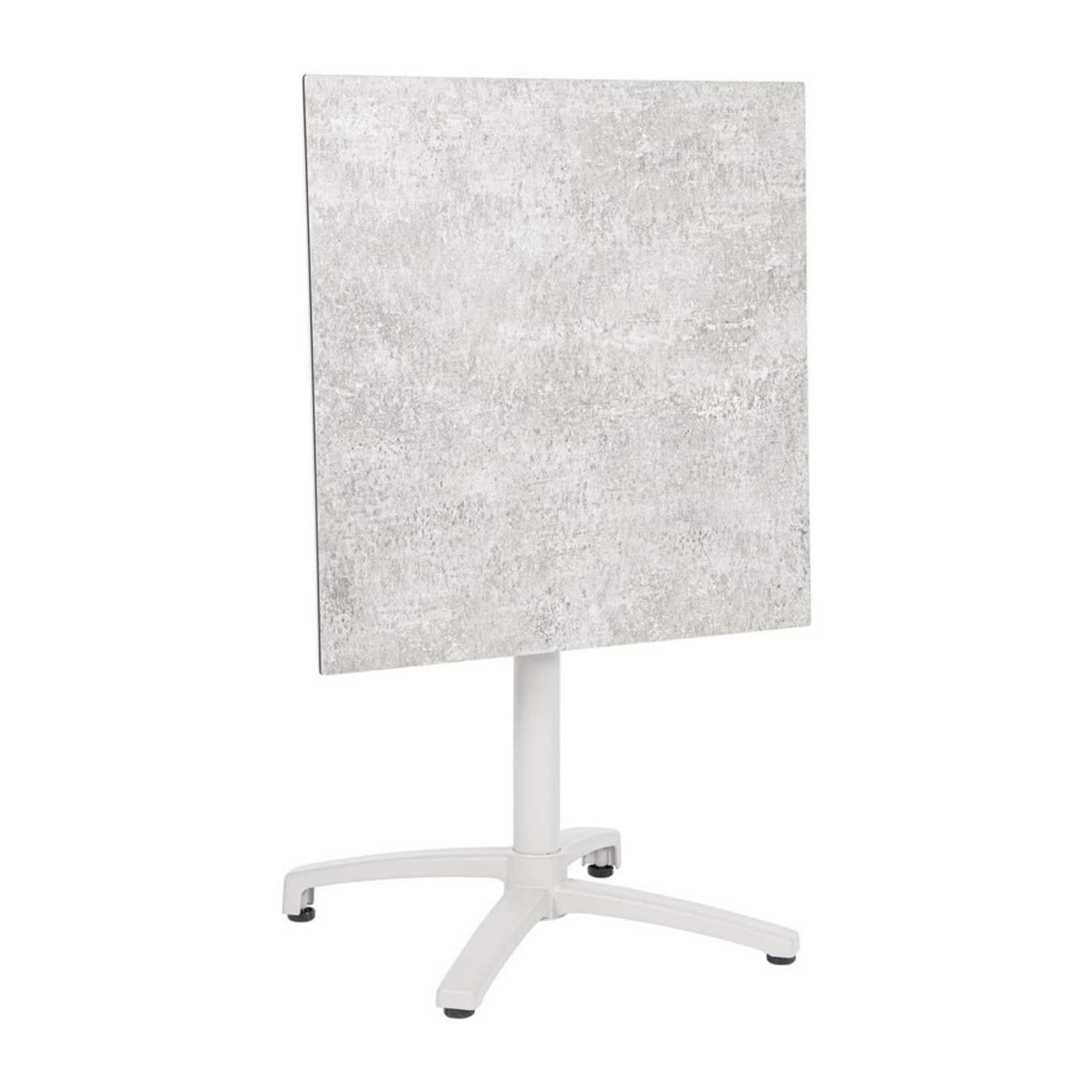 Tavolo da bar quadrato LAREDO in alluminio beige e HPL tortora, pieghevole e impilabile, 70×70×74 cm