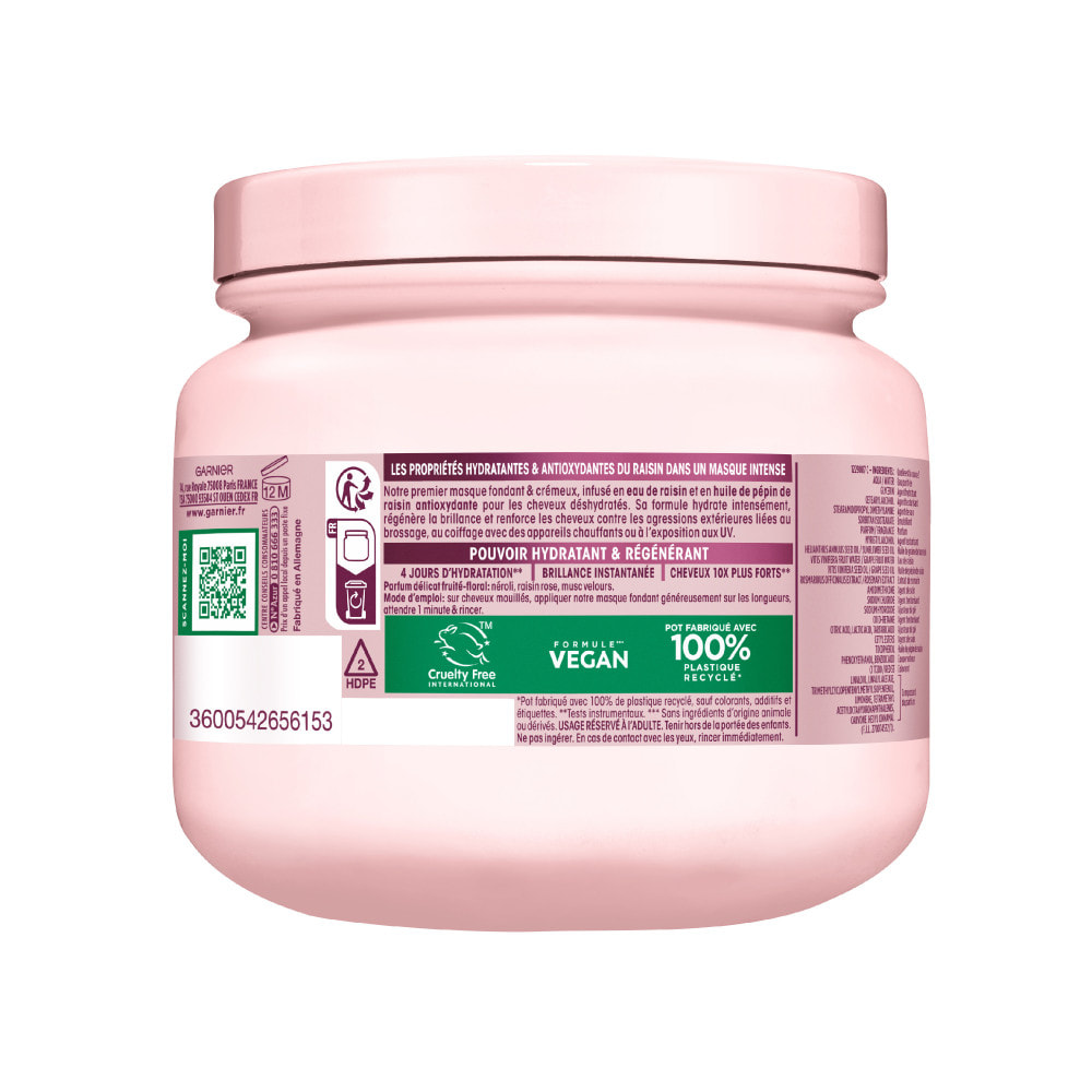 Garnier Ultra Doux Vignes Merveilleuses Masque Hydratant Régénérant Intense 340ml - Homme & Femme