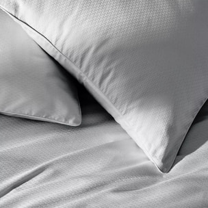 Taie d'oreiller satin de coton motif jacquard gris Vibrato glacier