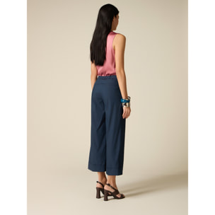 Oltre - Pantaloni cropped misto cotone - Blu