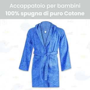 INTRECCI Accappatoio Bambino e Bambina, Accappatoio Spugna di Cotone, Assorbente, Morbido, per Pelli Sensibili, Certificato Oeko-Tex.