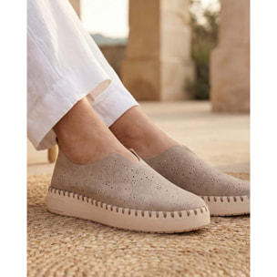 Zapatos de Piel Sintética - Taupe - Tacón: 4 cm