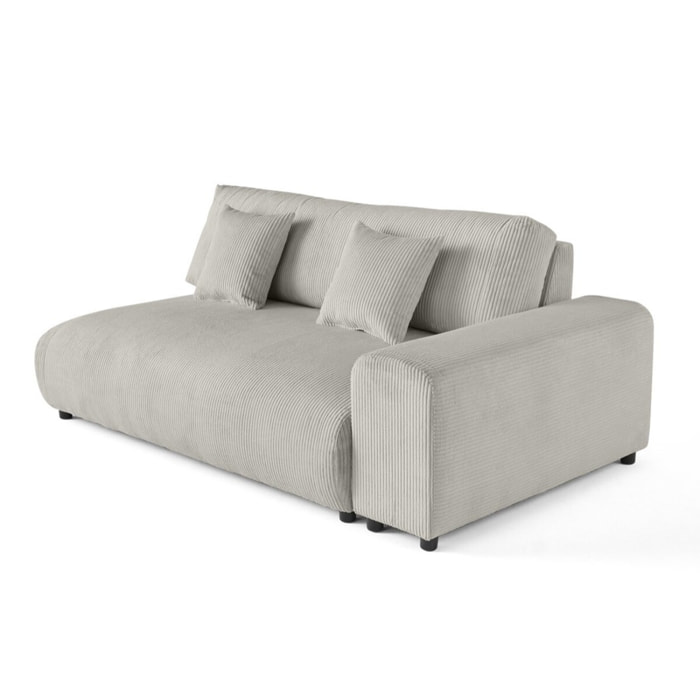Garance - module d'assise 3 places avec accoudoir droit - en velours côtelé - Gris clair
