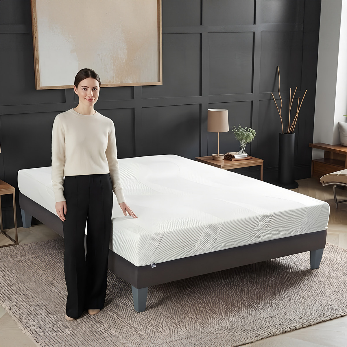 Matelas Paris, Soutien Ferme, 24 cm, Mémoire de Forme & Mousse Haute Densité, Fabrication Française, Déhoussable