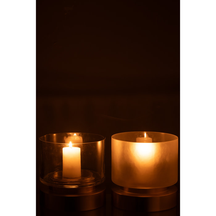 J-Line photophore/vase Pia - verre/cuivre - transparent/or - small - 2 pièces  -  Ø 18 cm