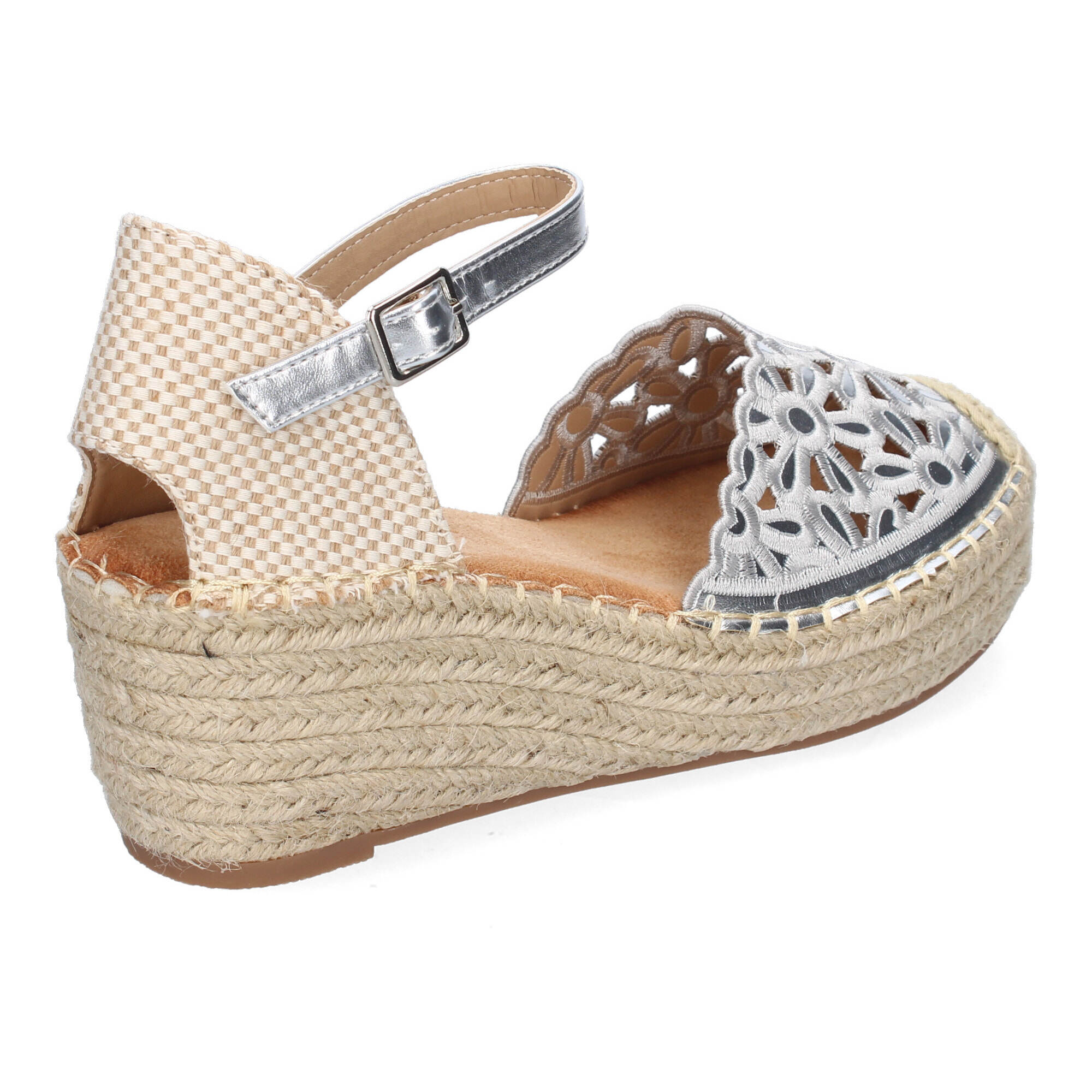 Sandalia de Cuña de Yute para Mujer, Comodas y Elegantes, Diseño Floral Bordado