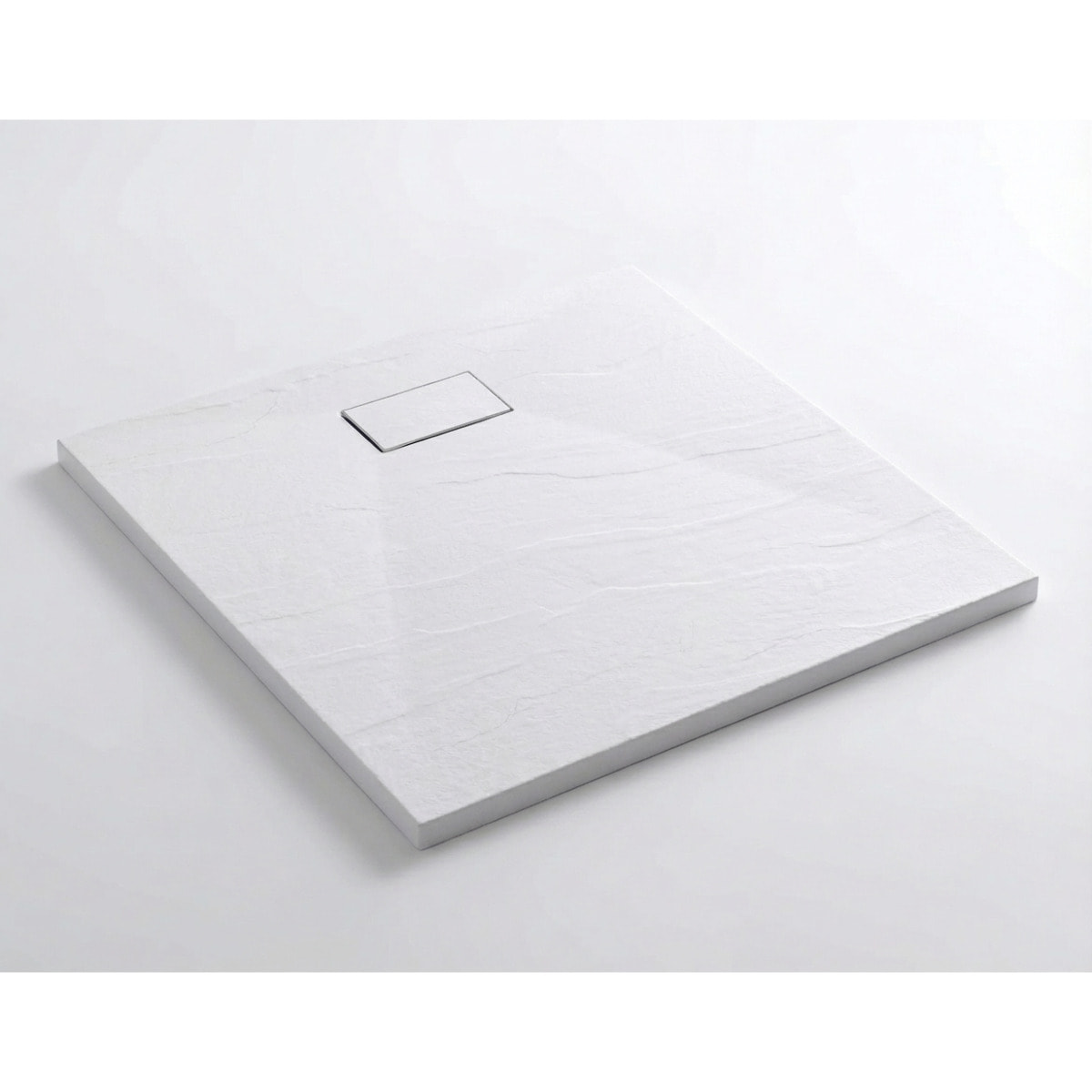 PixL 90x90 cm receveur de douche carré à poser BMC avec surface effet pierre, blanc (CERAPX9090W)