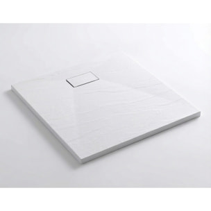 PixL 90x90 cm receveur de douche carré à poser BMC avec surface effet pierre, blanc (CERAPX9090W)