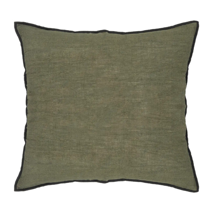 Coussin "Linah" - coton - vert kaki - 45x45 cm