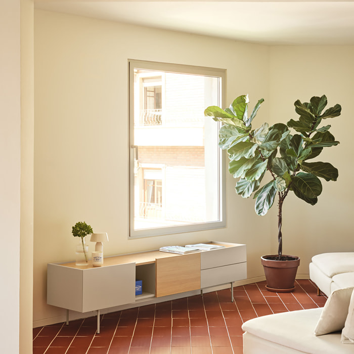 Mueble de televisión Otto 2 puertas y 2 cajones arena y roble