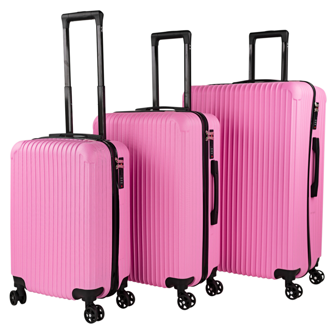 Juego De Maletas Rígidas Abs Itaca Ness Fucsia