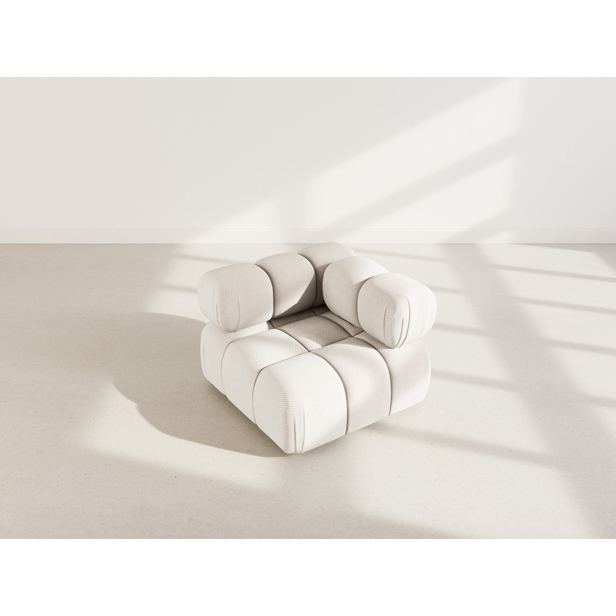 Ruby - module d'assise d'angle droit en velours texturé - Beige