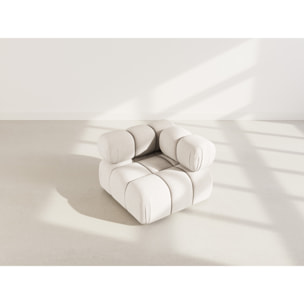 Ruby - module d'assise d'angle droit en velours texturé - Beige