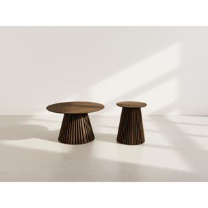 Freya - ensemble table basse et bout de canapé - Effet noyer