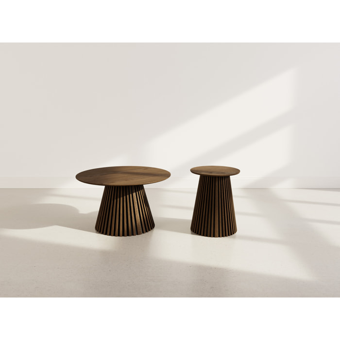 Freya - ensemble table basse et bout de canapé - Effet noyer