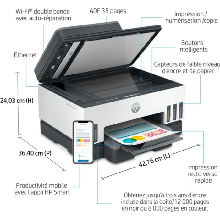 Imprimante jet d'encre HP Smart Tank 7305/7307