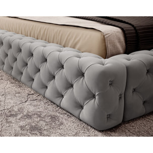 Christiana - lit coffre - 160x200 - sommier inclus - en velours - Gris clair