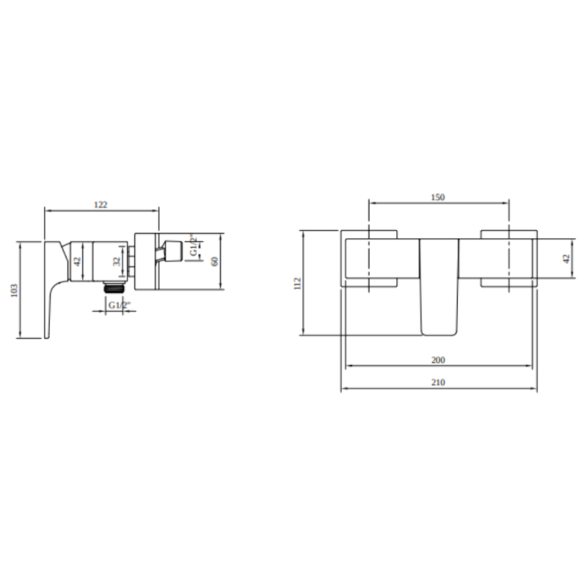 Mitigeur mécanique douche Architectura Square Or brossé