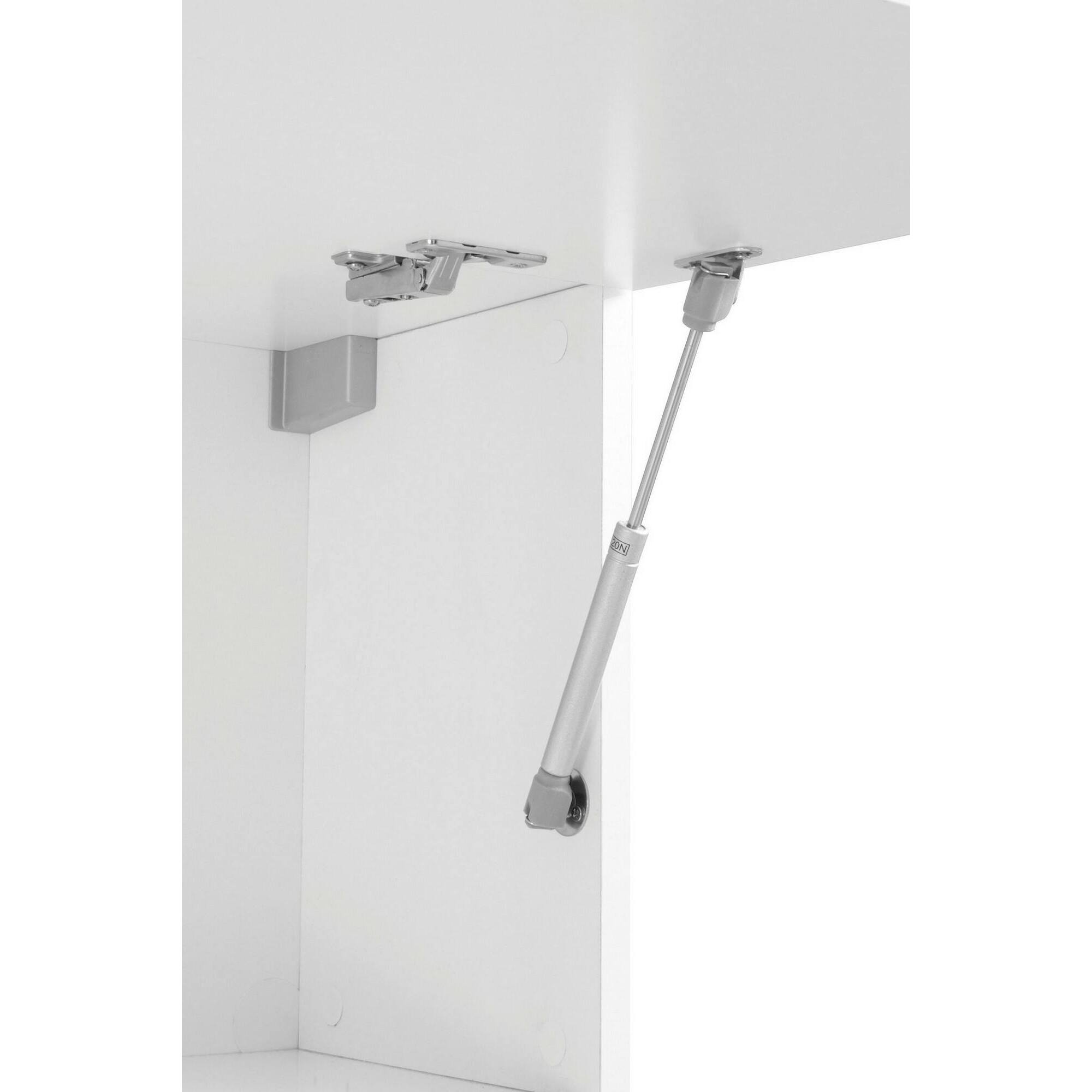 Mobile pensile Anette, Armadio multiuso, Mobiletto a muro, 100% Made in Italy, cm 180x30h40, Bianco lucido