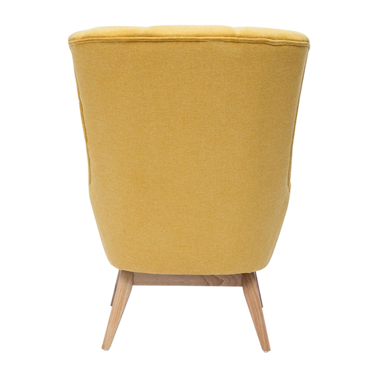 Fauteuil scandinave en tissu effet velours texturé jaune moutarde et bois clair BRODY