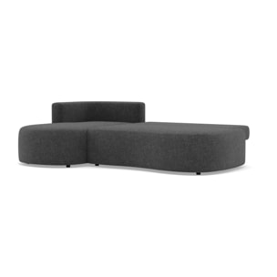 Mahina - canapé d'angle gauche 4 places convertible avec coffre en tissu texturé - Gris Anthracite