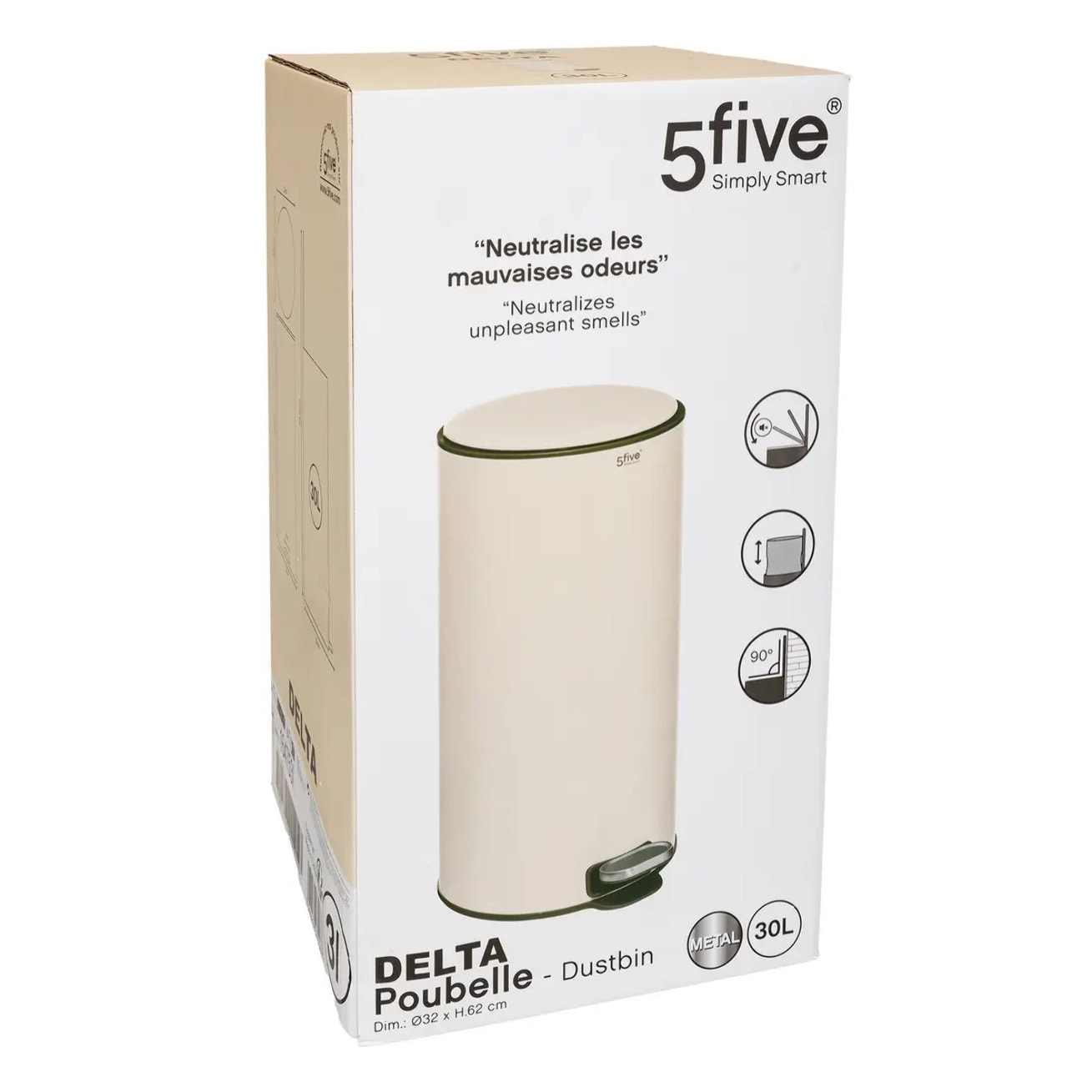 Poubelle "Delta" 30L métal argile