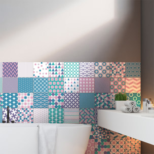 Stickers muraux - Sticker Mural Carrelage adhésif Cuisine Salle de Bain - 60 STICKERS CARRELAGES SCANDINAVE RIGA