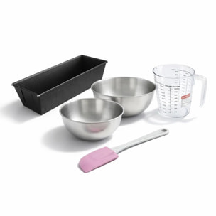 Set pâtisserie avec moule à cake 25 cm, 2 bols à mixer, verre mesureur et spatule Zenker