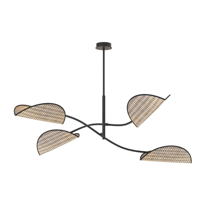 Lampada a sospensione Lotus in acciaio e tessuto effetto velluto