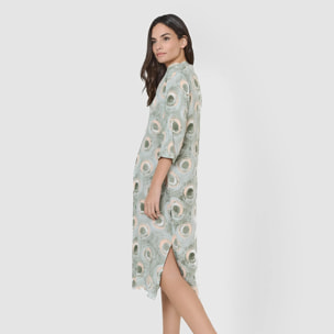 Vestido midi bambula detalles plisados simila verclaro