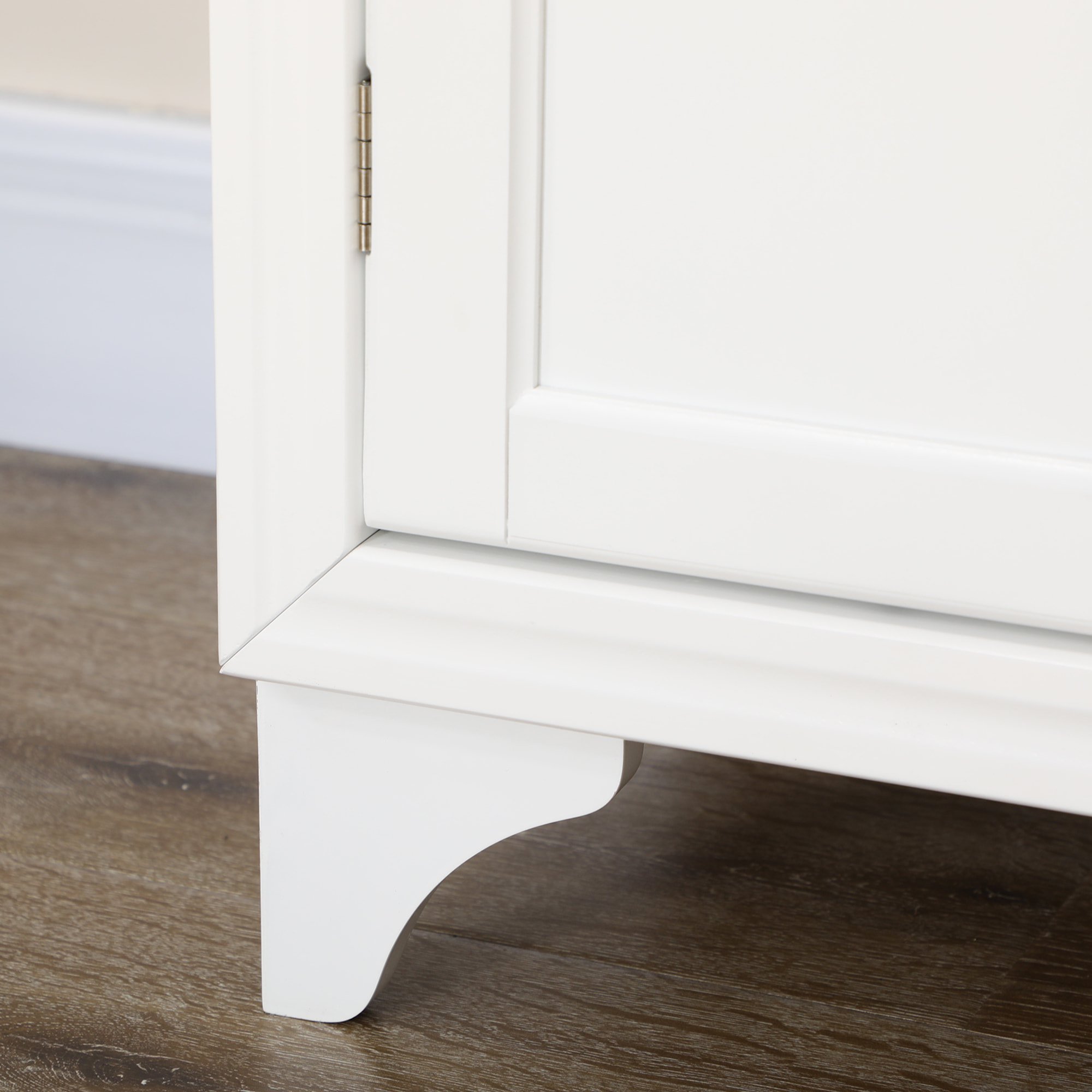 Buffet haut 4 portes 2 étagères tiroir coulissant MDF blanc