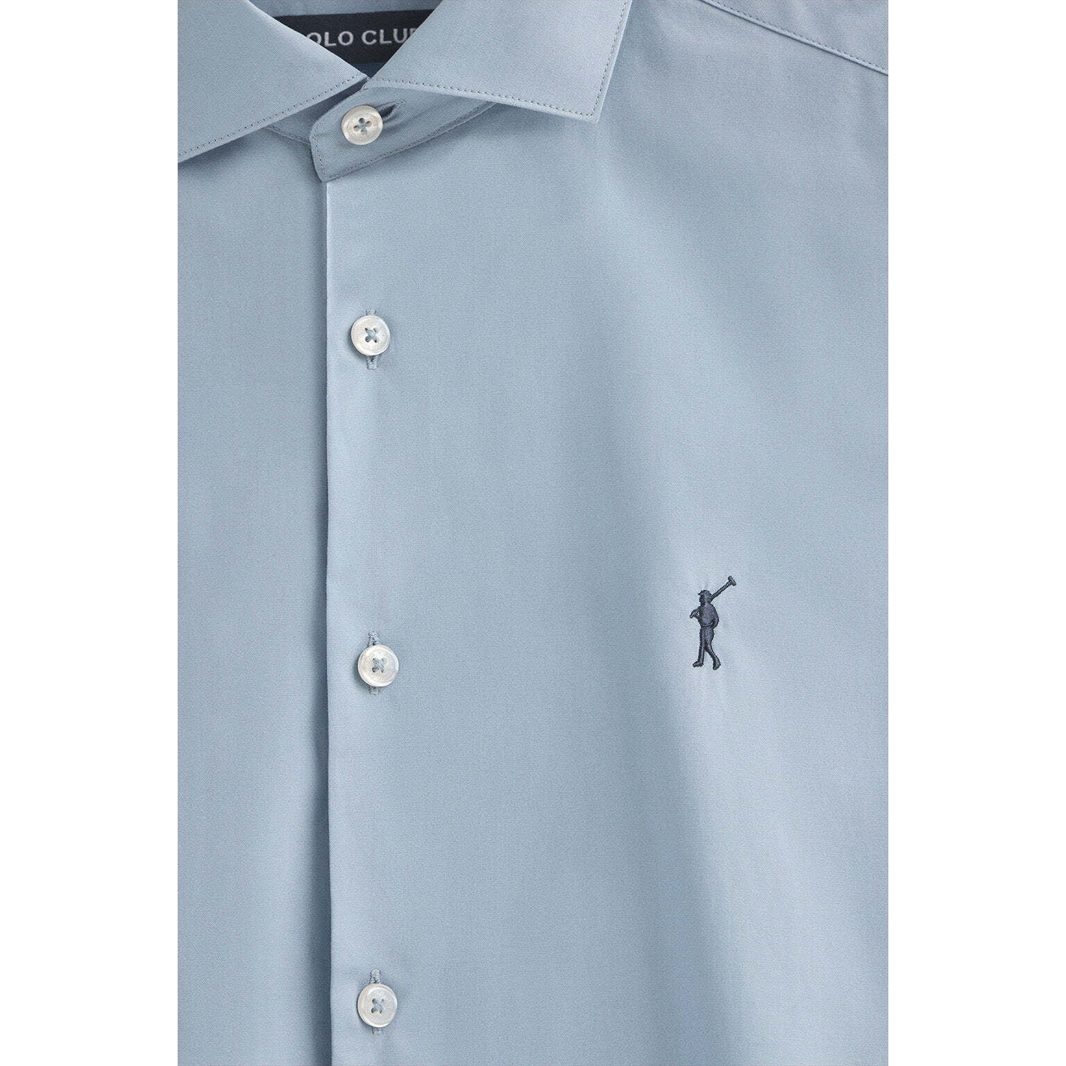 Camicia celeste in popeline slim fit con logo Rigby Go