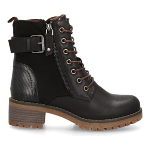 Botín mujer con cierre de cordones y hebilla