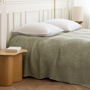 Couvre-lit coton et lin, DECO ESPRIT NID D'ABEILLE