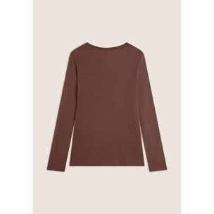 T-shirt donna manica lunga con stampa animalier oro rosa