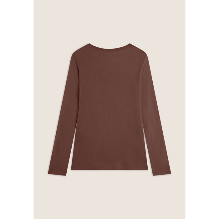 T-shirt donna manica lunga con stampa animalier oro rosa