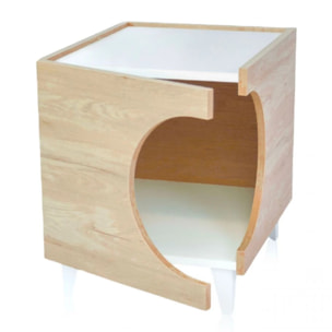 Mesita de noche Homely Pets Roble - Blanco