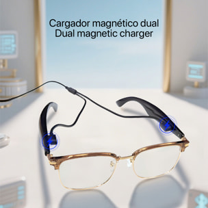 Occhiali AI GY-600, traduzione di +100 lingue, assistente intelligente e riproduzione musicale.