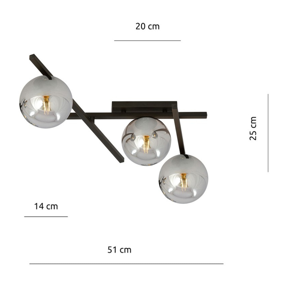 Lampada a sospensione Smart in acciaio nero con diffusori in vetro grafite