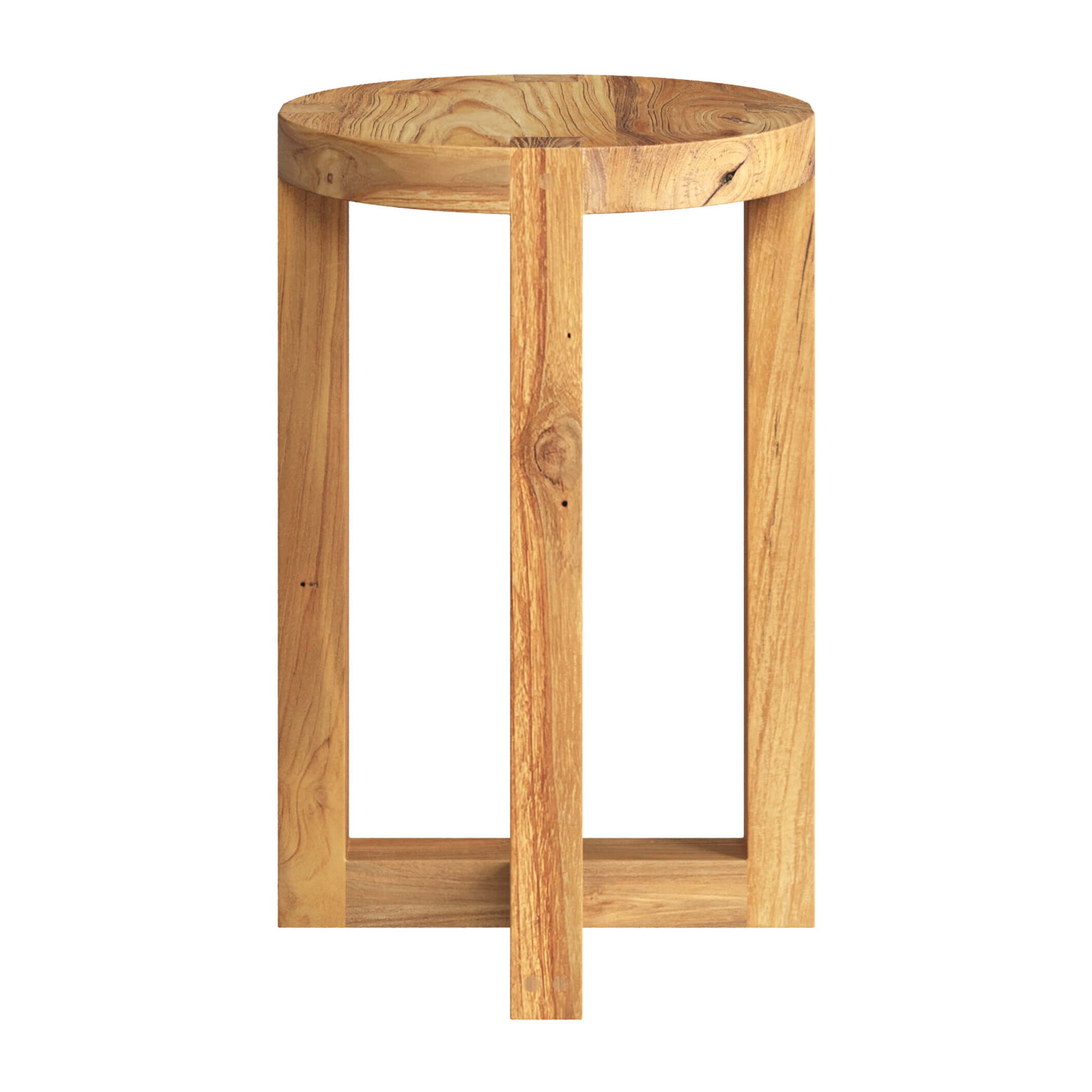 Tabouret rond Noé en bois de teck recyclé H45,5 cm