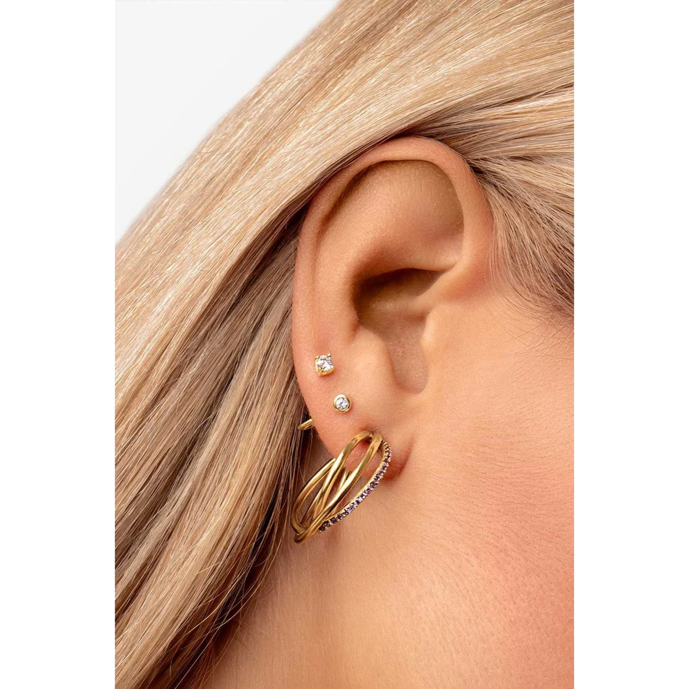 Orecchino Singolo Mini Spark Argento Placcato Oro