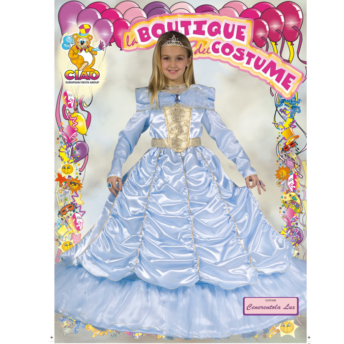 Costume Carnevale Linea Atelier Azzurro Con Coroncina Bambina