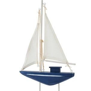 J-Line Voilier décoratif - bois - bleu/blanc - small