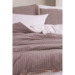 Parure de lit 100% coton tisse teint Marron