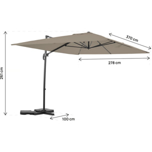 Parasol jardin déporté en aluminium "Sky 4" - 3 x 4 m - Taupe - Dalles à lester incluses