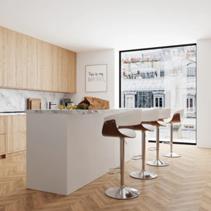 Chaise de bar réglable et pivotante 59/81 cm en cuir synthétique blanc - Basile