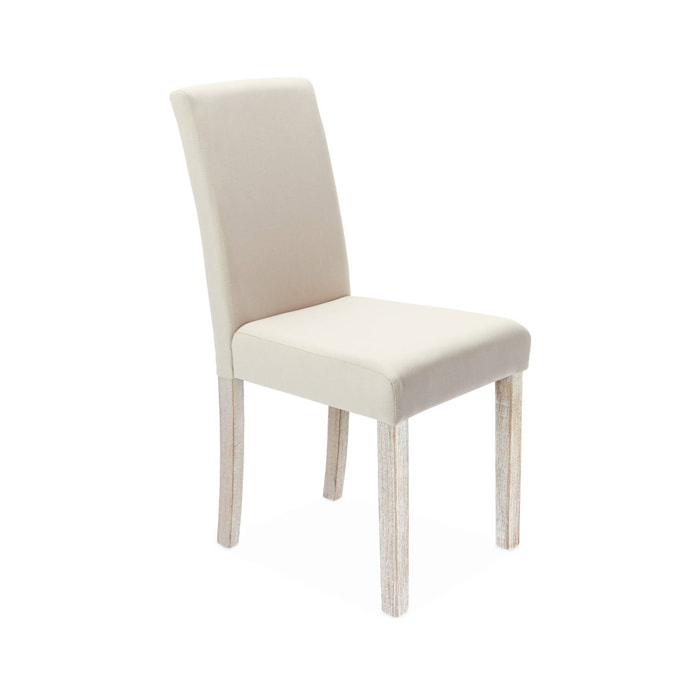 Lot de 4 chaises - Rita - chaises en tissu. pieds en bois cérusé. écru