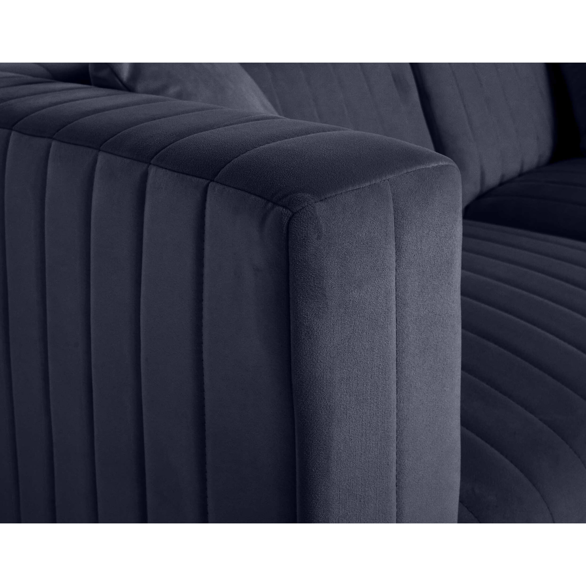 Nova - canapé modulable d'angle droit - 5 places - en velours - Bleu marine