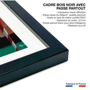 Affiche Gondole à Venise Affiche + cadre en bois - Noir