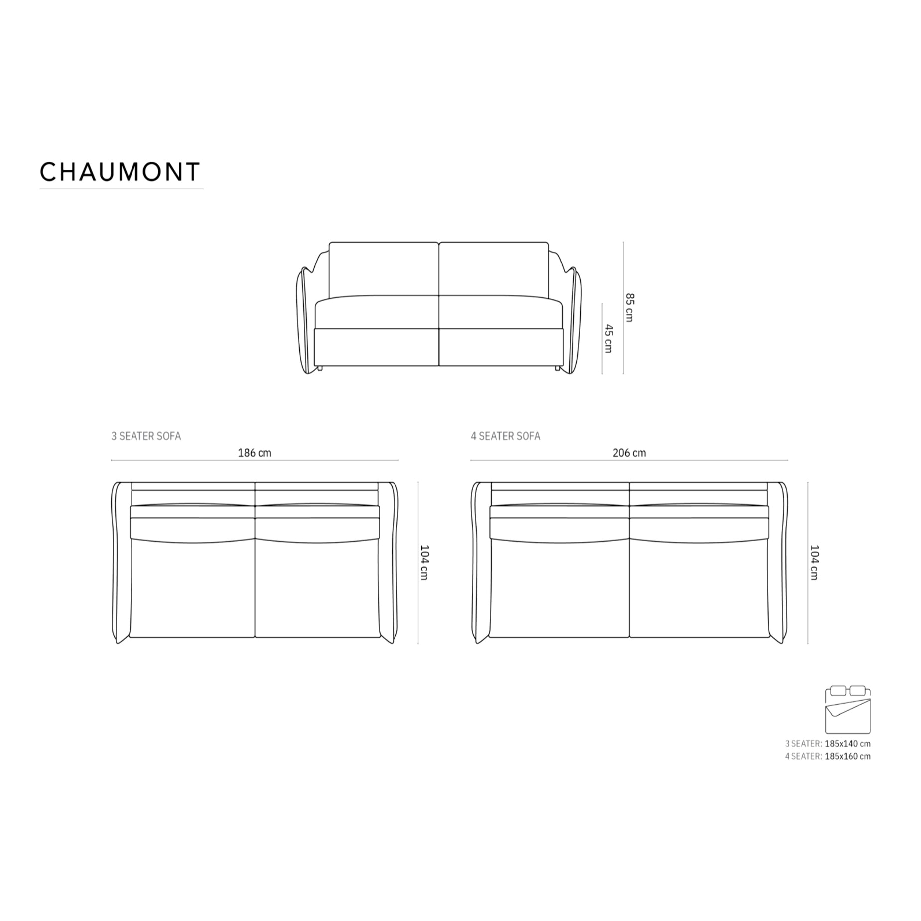 Canapé convertible "Chaumont" 3 places en tissu chenille gris foncé mélange